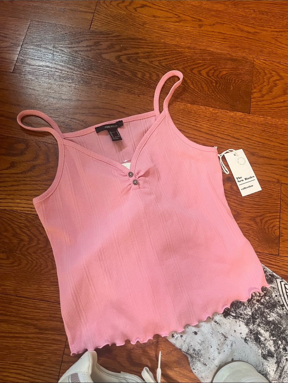 Forever 21 Pink Ribbed Spaghetti Strap Tank Top NWT M